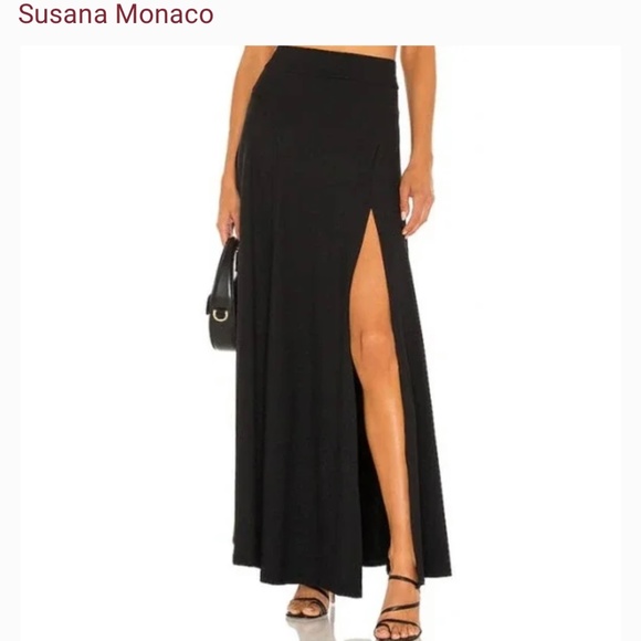 Susana Monaco Dresses & Skirts - Susana Monaco women’s high waist slit maxi skirt size m black